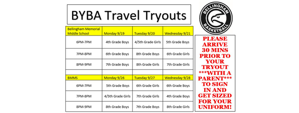 Travel Tryouts Schedule